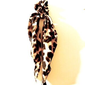 Brand New Leopard Ribbon Satin Scrunchie